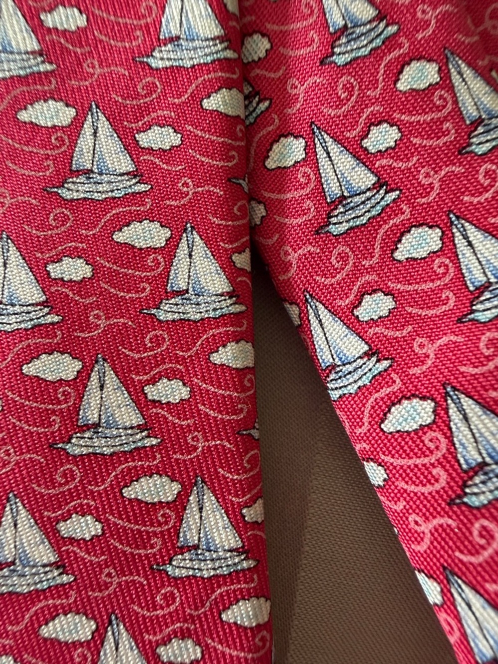 Vineyard Vines Pink-Red Sailboat Silk Tie